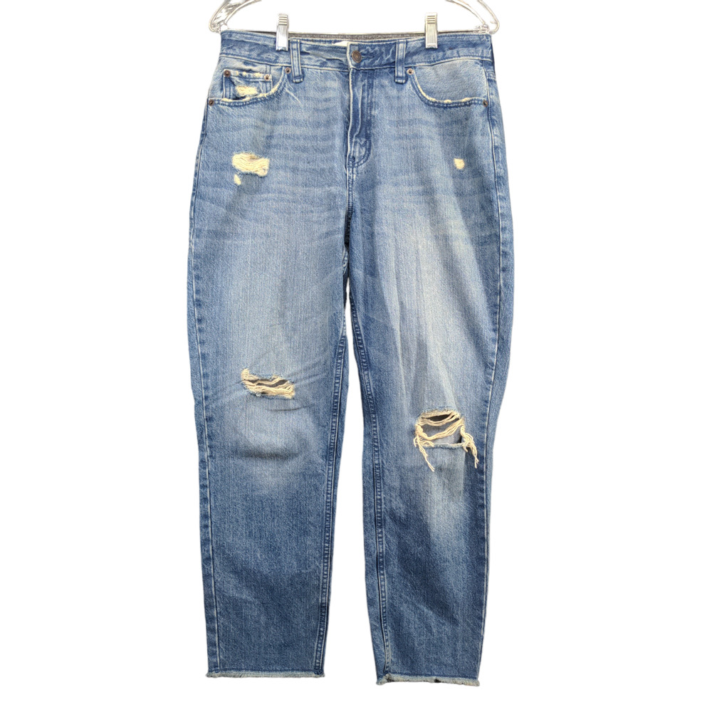 Abercrombie & Fitch Women's Girlfriend Jean Blue 29/8 Frayed Hem Distressed
